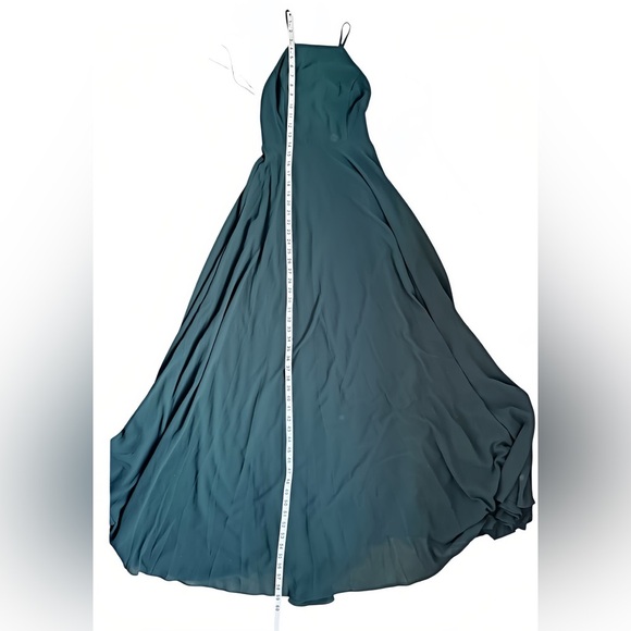 Lulus Green Chiffon Maxi Dress XS | Spaghetti Strap Empire Waist Backless Gown - Picture 12 of 13
